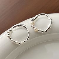 Simple Style Circle Silver Pearl Plating Rings 1 Piece main image 3