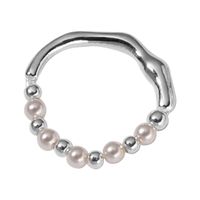 Simple Style Circle Silver Pearl Plating Rings 1 Piece sku image 1