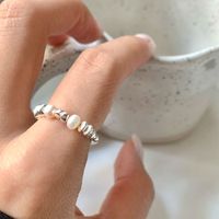 Simple Style Circle Silver Pearl Plating Rings 1 Piece main image 4