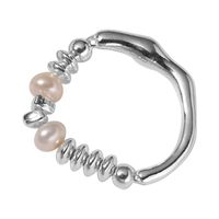 Simple Style Circle Silver Pearl Plating Rings 1 Piece sku image 2