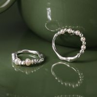 Simple Style Circle Silver Pearl Plating Rings 1 Piece main image 1