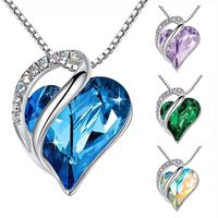Fashion Heart Shape Alloy Crystal Rhinestone Pendant Necklace 1 Piece main image 1