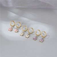 Fashion Flower Titanium Steel Plating Inlay Artificial Diamond Drop Earrings 1 Pair main image 3