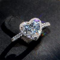 Fashion Heart Shape Alloy Inlay Artificial Gemstones Women's Rings sku image 5