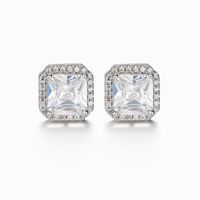 Fashion Square Copper Inlay Zircon Ear Studs 1 Pair main image 5