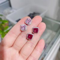 Fashion Square Copper Inlay Zircon Ear Studs 1 Pair main image 1
