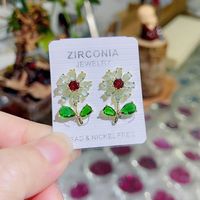 1 Pair Fashion Flower Plating Copper Zircon Drop Earrings main image 3