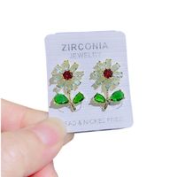 1 Pair Fashion Flower Plating Copper Zircon Drop Earrings main image 2