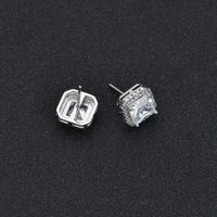Fashion Square Copper Inlay Zircon Ear Studs 1 Pair main image 3