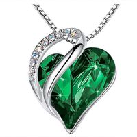 Fashion Heart Shape Alloy Crystal Rhinestone Pendant Necklace 1 Piece sku image 1