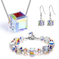 Fashion Geometric Square Austrian Crystal Women's Bracelets Earrings Necklace main image 1