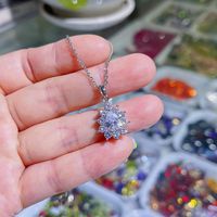 Fashion Water Droplets Alloy Inlay Artificial Crystal Zircon Pendant Necklace 1 Piece sku image 3