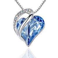Fashion Heart Shape Artificial Crystal Plating Rhinestones Pendant Necklace 1 Piece sku image 6