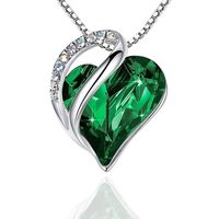 Fashion Heart Shape Artificial Crystal Plating Rhinestones Pendant Necklace 1 Piece sku image 1