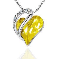 Fashion Heart Shape Artificial Crystal Plating Rhinestones Pendant Necklace 1 Piece sku image 4