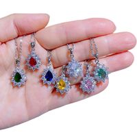 Fashion Water Droplets Alloy Inlay Artificial Crystal Zircon Pendant Necklace 1 Piece main image 4