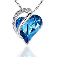 Fashion Heart Shape Artificial Crystal Plating Rhinestones Pendant Necklace 1 Piece sku image 10
