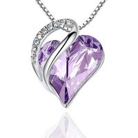 Fashion Heart Shape Artificial Crystal Plating Rhinestones Pendant Necklace 1 Piece sku image 2