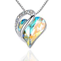 Fashion Heart Shape Artificial Crystal Plating Rhinestones Pendant Necklace 1 Piece sku image 9