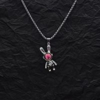 Fashion Rabbit Titanium Steel Plating Zircon Pendant Necklace 1 Piece sku image 7