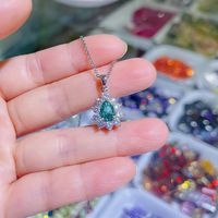 Fashion Water Droplets Alloy Inlay Artificial Crystal Zircon Pendant Necklace 1 Piece main image 2