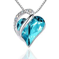Fashion Heart Shape Artificial Crystal Plating Rhinestones Pendant Necklace 1 Piece sku image 8