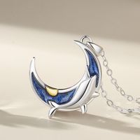 Simple Style Butterfly Whale Sterling Silver Enamel Plating Inlay Zircon Couple Rings Bracelets Necklace sku image 8