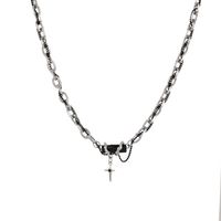 Retro Cross Alloy Titanium Steel Inlay Rhinestones Men's Necklace main image 4