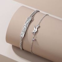 Fashion Rose Bird Sterling Silver Inlay Artificial Gemstones Unisex Rings Bracelets main image 1