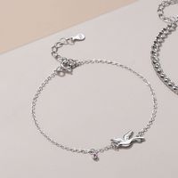 Fashion Rose Bird Sterling Silver Inlay Artificial Gemstones Unisex Rings Bracelets sku image 1