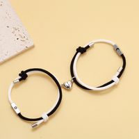 Fashion Sun Heart Shape Stainless Steel Alloy Rope Couple Bracelets 1 Pair sku image 1