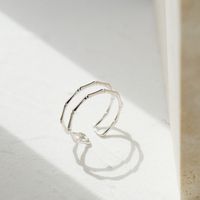 Retro Irregular Geometric Sterling Silver Hollow Out Open Ring 1 Piece main image 4
