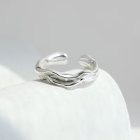 Retro Irregular Geometric Sterling Silver Hollow Out Open Ring 1 Piece sku image 12