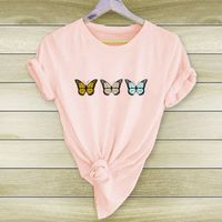 Three Little Butterflies Print Casual Short Sleeve T-shirt main image 6