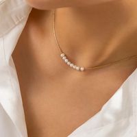 Einfacher Stil Geometrisch Kupfer Überzug Künstliche Perlen Halsband main image 4