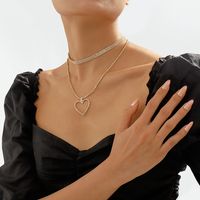 Fashion Heart Shape Claw Chain Inlay Rhinestones Women's Layered Necklaces 1 Set main image 4