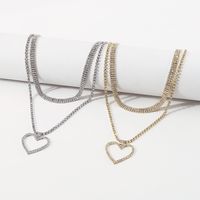 Fashion Heart Shape Claw Chain Inlay Rhinestones Women's Layered Necklaces 1 Set main image 3
