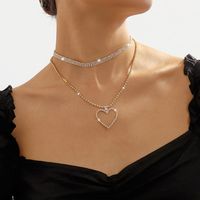 Fashion Heart Shape Claw Chain Inlay Rhinestones Women's Layered Necklaces 1 Set main image 5