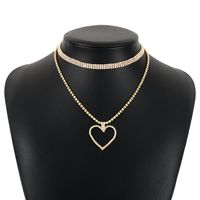 Fashion Heart Shape Claw Chain Inlay Rhinestones Women's Layered Necklaces 1 Set sku image 1