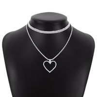 Fashion Heart Shape Claw Chain Inlay Rhinestones Women's Layered Necklaces 1 Set sku image 2