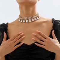 Moda Gotitas De Agua Cadena De Garras Embutido Diamantes De Imitación Mujeres Collar 1 Pieza main image 4