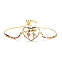 Fashion Human Heart Shape Copper Plating Inlay Zircon Bracelets 1 Piece main image 4