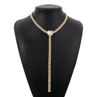 Fashion Heart Shape Claw Chain Inlay Rhinestones Women's Necklace 1 Piece sku image 3