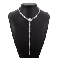 Fashion Heart Shape Claw Chain Inlay Rhinestones Women's Necklace 1 Piece sku image 4