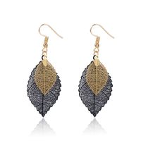 Vacation Leaves Copper Hollow Out Drop Earrings 1 Pair sku image 4