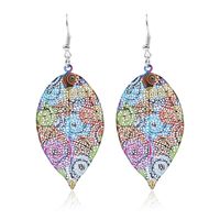 Vacation Leaves Copper Hollow Out Drop Earrings 1 Pair sku image 1