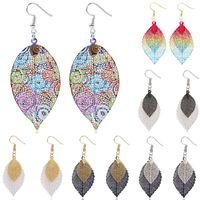 Vacation Leaves Copper Hollow Out Drop Earrings 1 Pair sku image 7