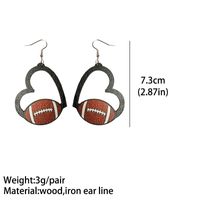 Sports Heart Shape Wood Null Printing Shape/pattern Women's Earrings main image 3