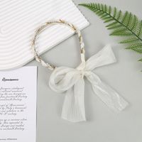 Mode Bogenknoten Tuch Handgemacht Künstliche Perlen Haarband 1 Stück main image 2