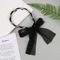 Mode Bogenknoten Tuch Handgemacht Künstliche Perlen Haarband 1 Stück sku image 2